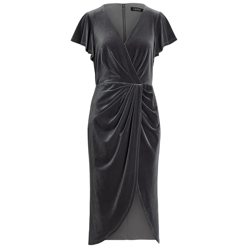 Lauren Ralph Lauren Velvet Flutter-Sleeve Cocktail Dress